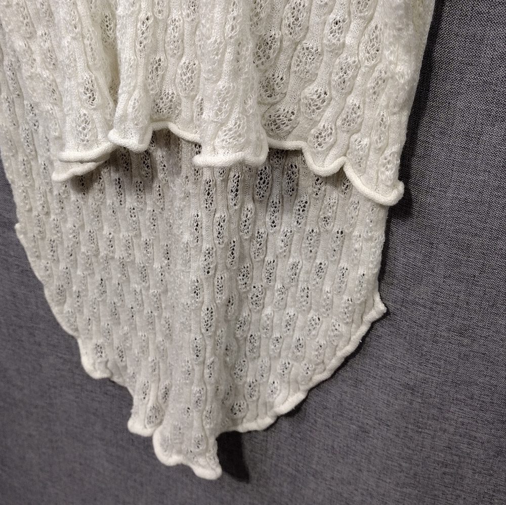 Free People Linen Cotton Crochet Top Dress Women's XS White Boho Retro 90s Y2K - Picture 4 of 8